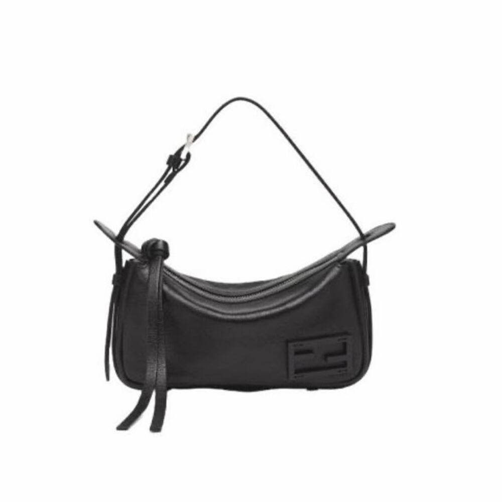 FENDI Simply Mini Shoulder Bag Black Leather